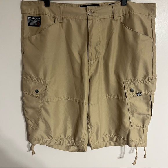 Ecko Unltd. Shorts Mens 38 Khaki Ripstop Cargo Baggy Outdoors Casual Y2k Pocket - Picture 1 of 12